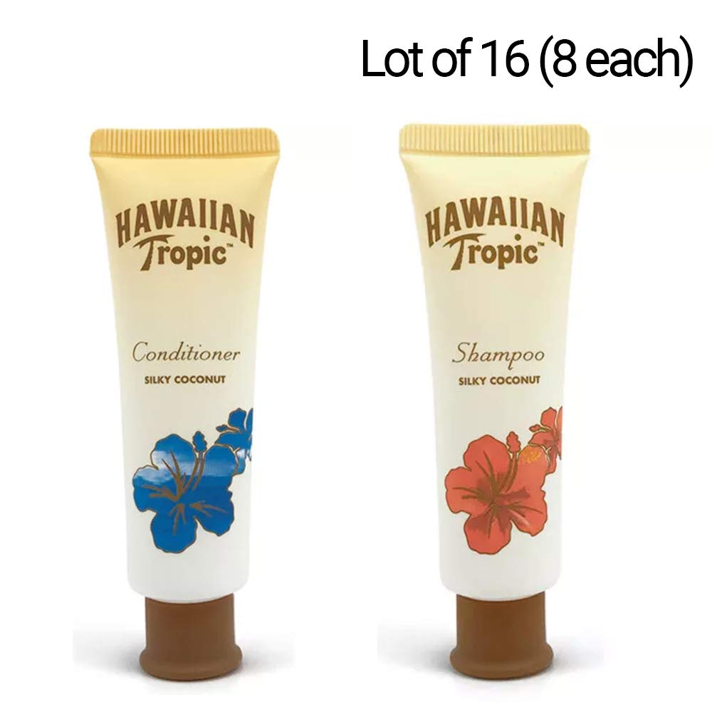 Hawaiian Tropic Shampoo and Conditioner Silky Coconut Fragrance Lot of 16 (8 each) Each 1 Oz Total 16 Oz