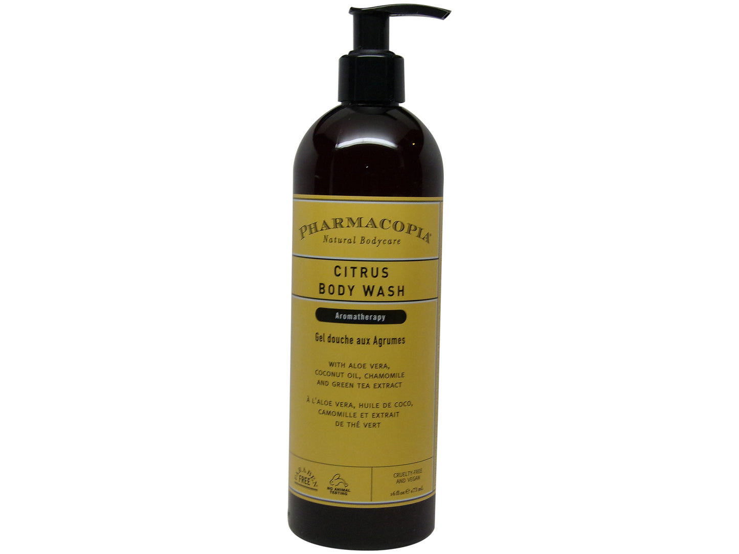 Pharmacopia Citrus Body Wash Moisturizing Shower Gel with Natural & Organic Ingredients Vegan Bodywash for Men & Women, 16oz