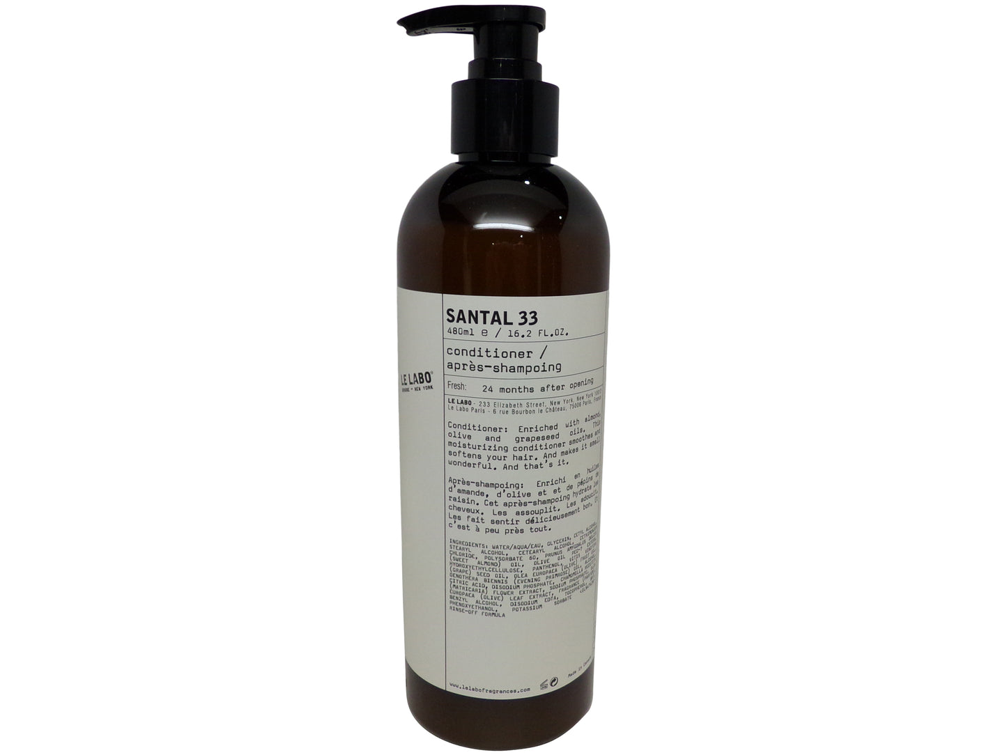 Le Labo Santal 33 Shampoo & Conditioner lot of 2 (1 of each) 16.2oz Pump Bottles.