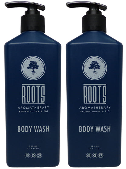 Roots Aromatherapy Brown Sugar & Fig Body Wash Lot of two 12.17oz Bottles