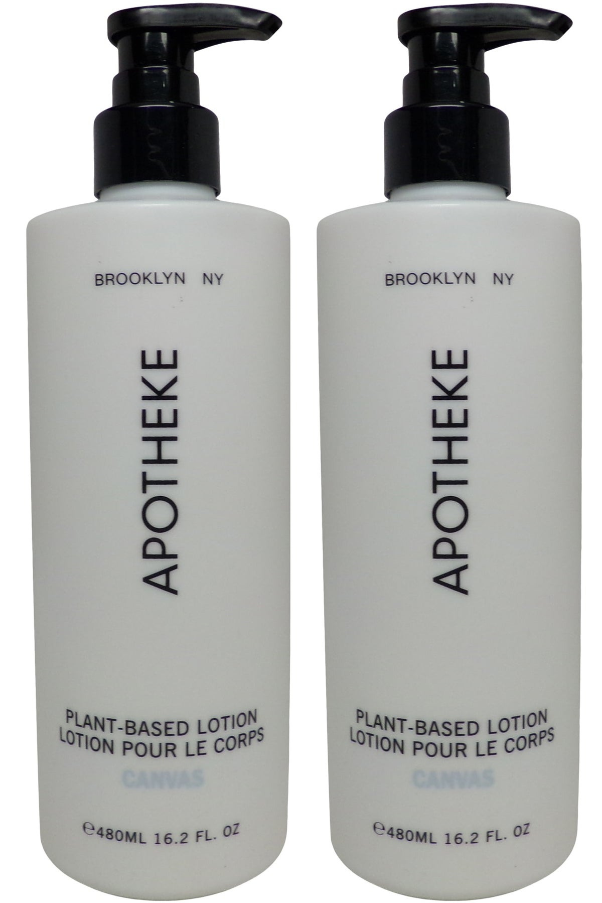 Apotheke Canvas Body Lotion Lot of Two 16.2oz Pump Bottles