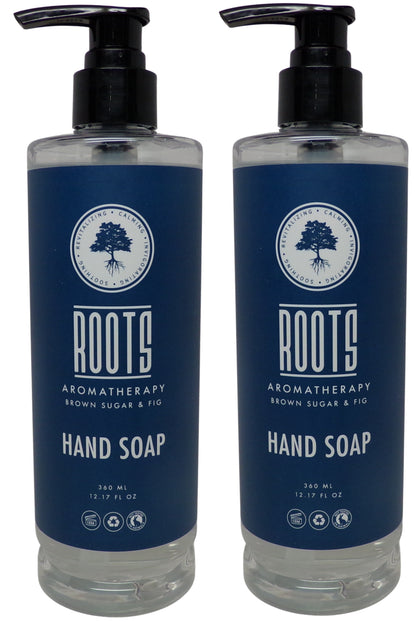 Roots Aromatherapy Brown Sugar & Fig Hand Soap Lot of two 12.17oz Bottles