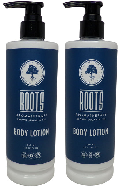 Roots Aromatherapy Brown Sugar & Fig Body Lotion Lot of two 12.17oz Bottles