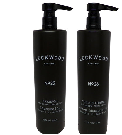 Lockwood New York No. 25 Shampoo and No. 26 Conditioner with Rosemary Geranium (15oz)