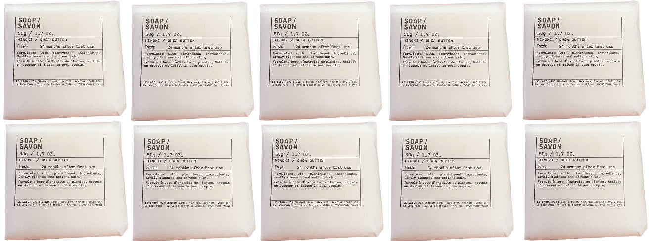 Le Labo Hinoki  Soap Lot of 10 each 1.7oz Bars Total of 17oz