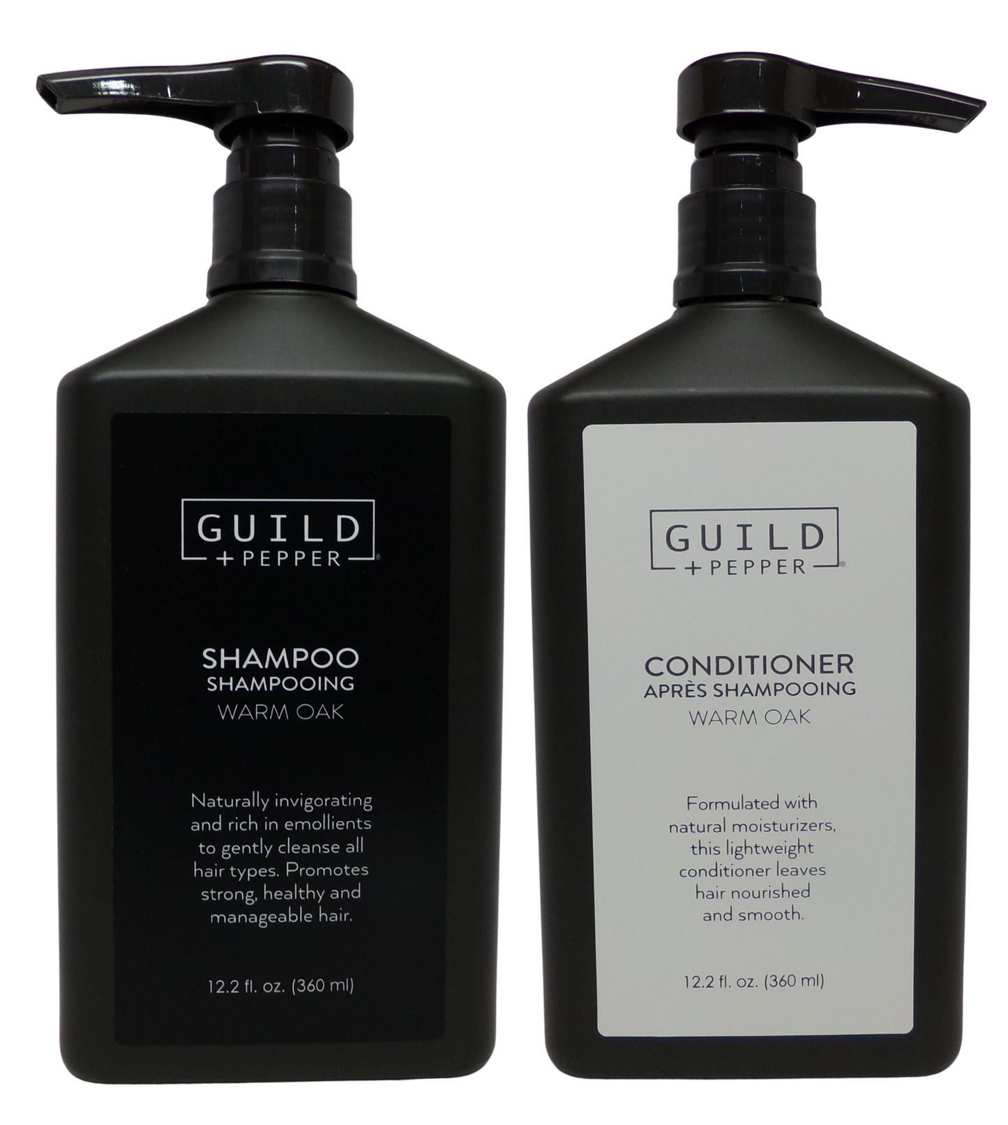 Gilchrist & Soames Guild and Pepper Warm Oak Shampoo and Conditioner Pump Bottles (12oz)