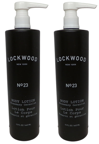 Lockwood New York No. 23 Rosemary Geranium Body Lotion Lot of Two (15 oz)