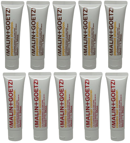 Malin + Goetz Peppermint Shampoo and Conditioner lot of 10 tubes (5 each) 1.35oz