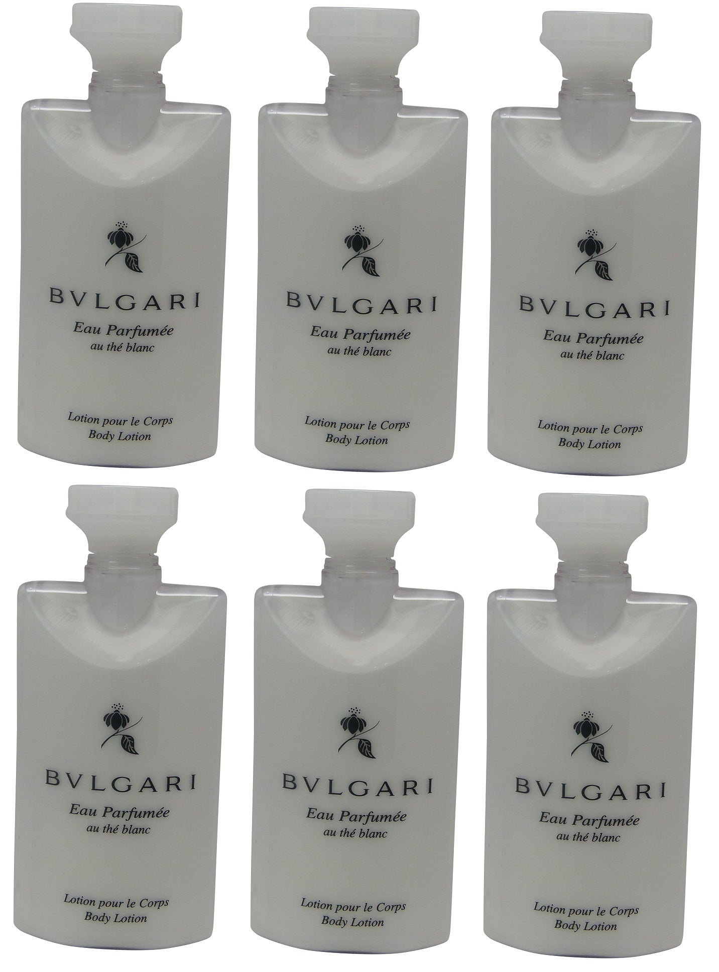 Bvlgari White Tea au the blanc Body Lotion Lot of 6 ea 2.5oz Bottles.