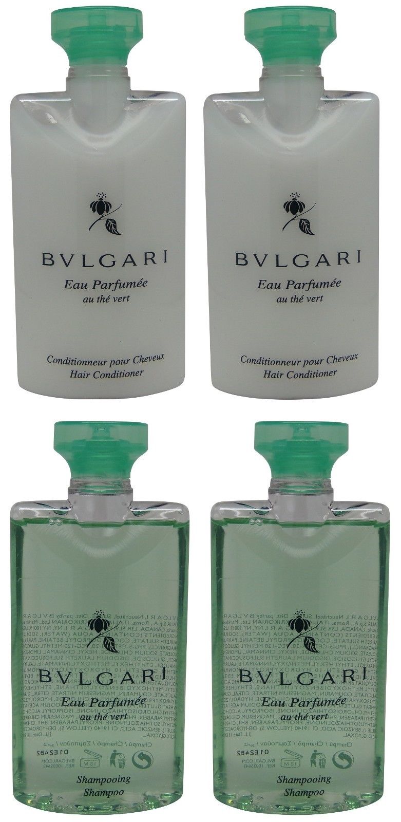 Bvlgari au the vert Green Tea Shampoo & Conditioner lot of 4 (2 of each)