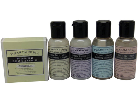Pharmacopia Verbena Travel Set Shampoo Conditioner Lotion Body Wash & Soap
