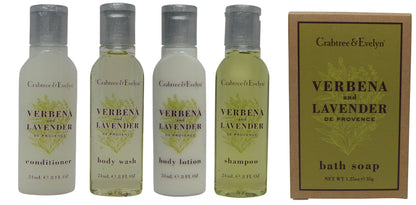Crabtree and Evelyn Verbena Travel Set Lotion, Shampoo, Conditioner, Shower Gel, Soap
