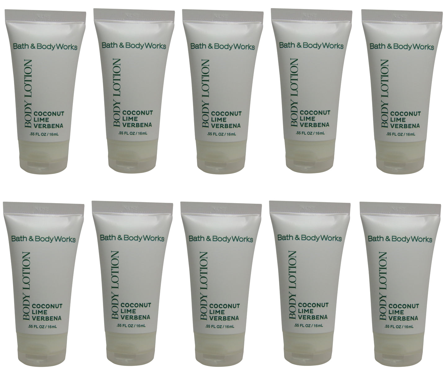 Bath and Body Works Coconut Lime Verbena Lotion lot of 10 Bottles. Total of 5.5oz