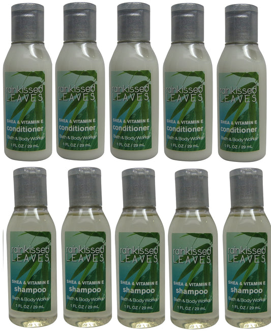 Bath and Body Works Rainkissed Leaves Shampoo and Conditioner lot of 10 Bottles