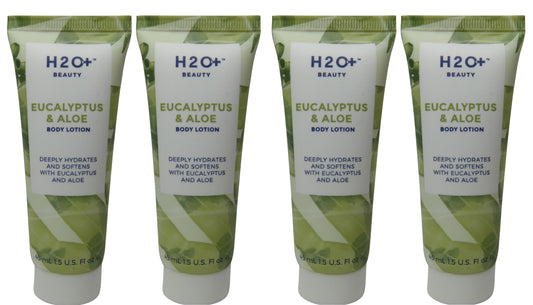 H2O Plus Eucalyptus & Aloe Body Lotion lot of 4 each 1.5oz bottles. Total of 6oz